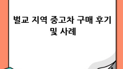 벌교에서 중고차 안전하게 사는 방법
